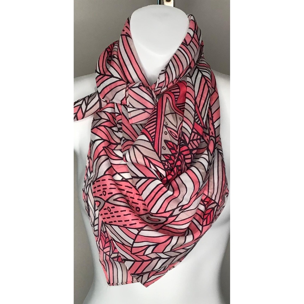 Mara Hoffman for Sebastian Pink Leaf Print Scarf 36" x 36" Capsule Boho Festival